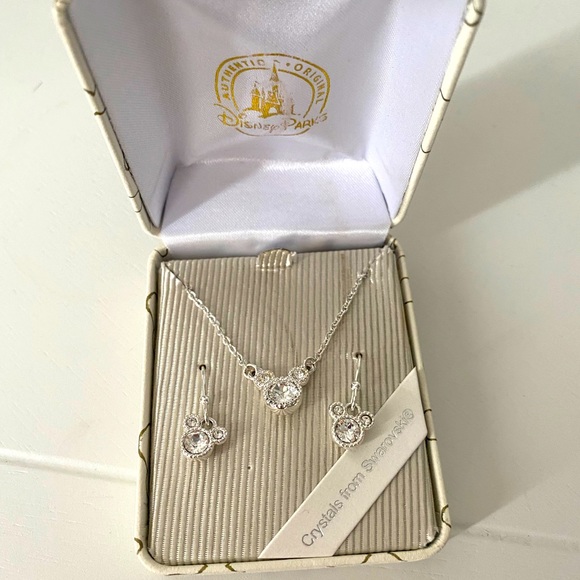 Disney Jewelry - NWT SilverSWAROVSKI crystal necklace and earrings set from Disney-world!